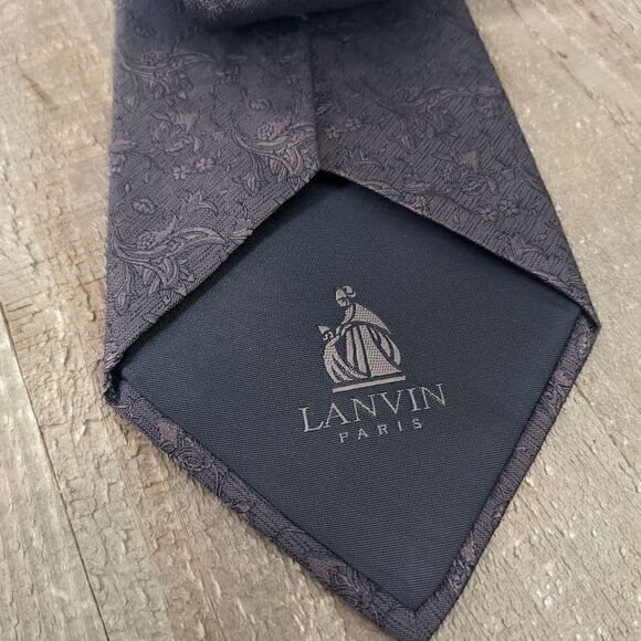 Lavin Paris men's necktie in Brown silk with flower motif - Picture 3 of 6